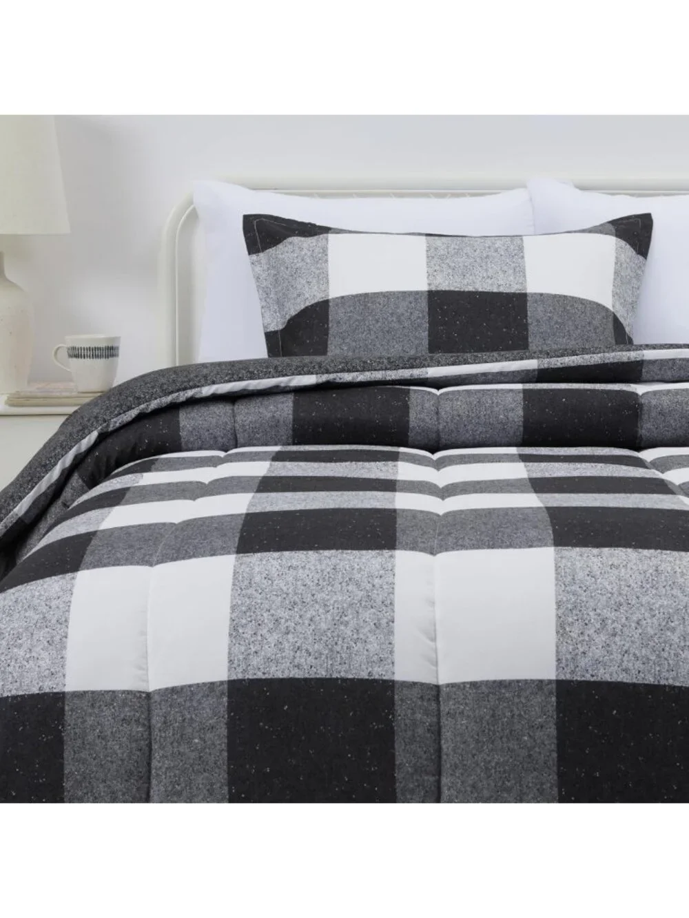 Lightweight Microfiber Comforter Set, 2-Piece Twin XL, Black White Checkerboard